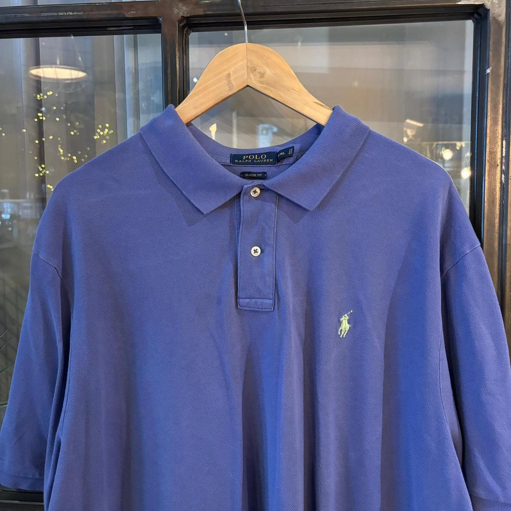 POL487F - Vintage Retro Ralph Lauren Plain Purple Polo Shirt Short Sleeve collared button up top  #Y2K #preppy #chiefkeef #oldmoney #ralphlauren