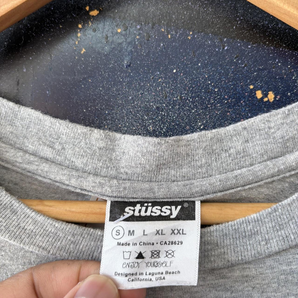 Vintage Stussy T shirt Mens Small Grey Graffiti Logo Graphic Print Skate Surf Tee Top 90s Y2K 00s