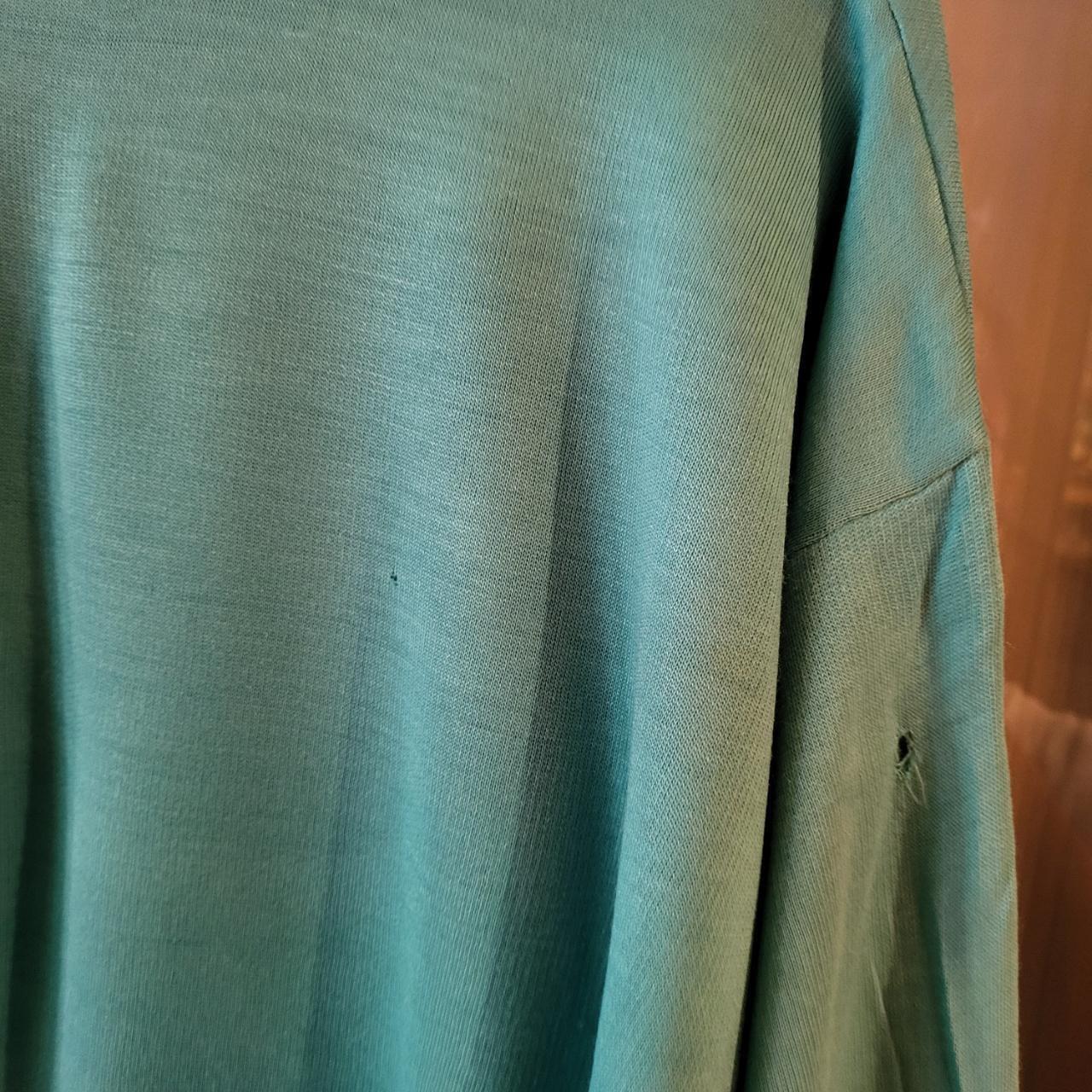 SWT258 - Vintage Retro Essential Adidas Turquiose Green sweatshirt jumper crewneck with Kangaroo Pocket Pouch and minimal red line detailing on arm #adidas #blank #sportswear #90s