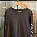 TEE520F - Vintage Retro Essential Black Carhartt Longsleeve Graphic Top Tee T-shirt with arm print logo #skater #workwear  #carhartt #y2k #longsleeve