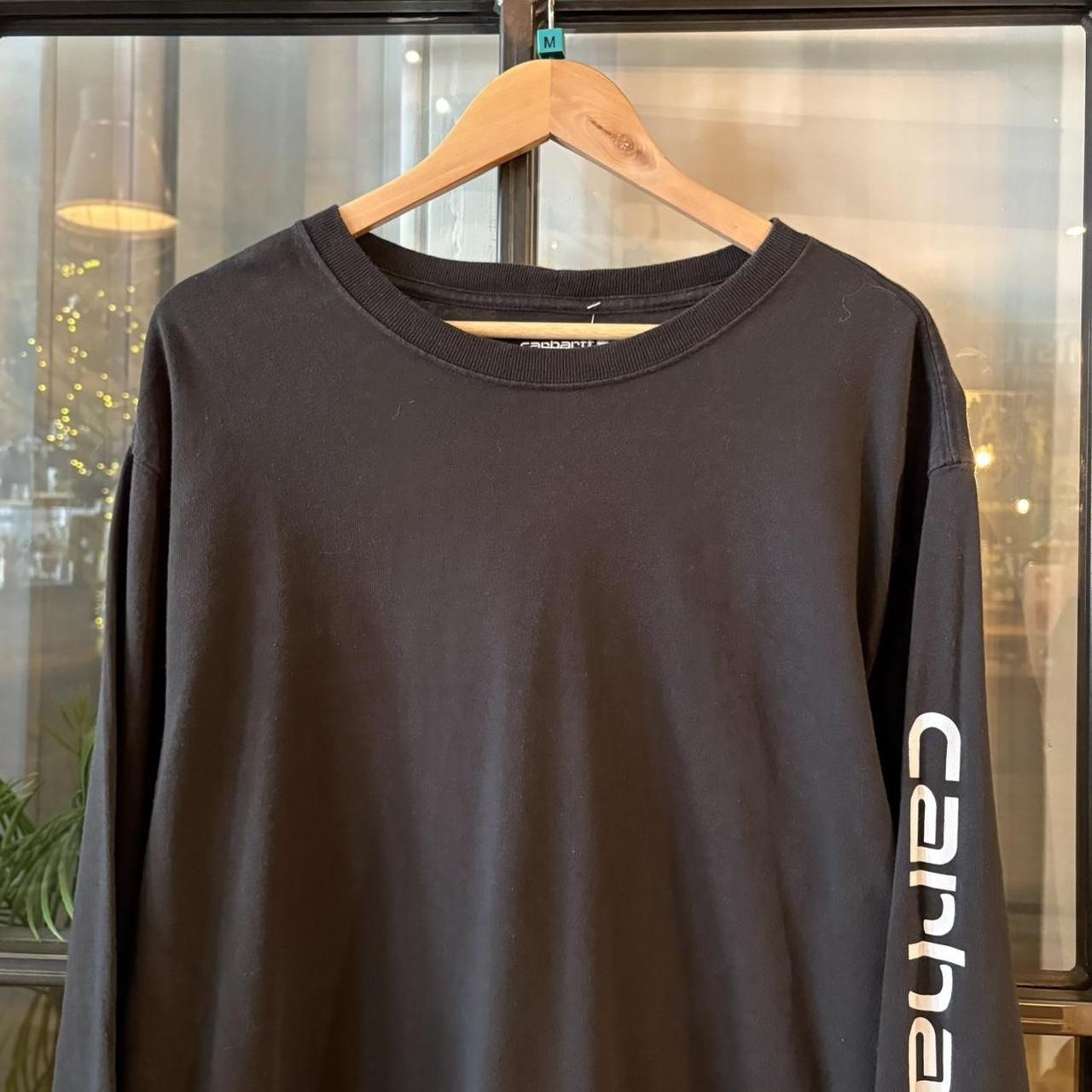 TEE520F - Vintage Retro Essential Black Carhartt Longsleeve Graphic Top Tee T-shirt with arm print logo #skater #workwear  #carhartt #y2k #longsleeve