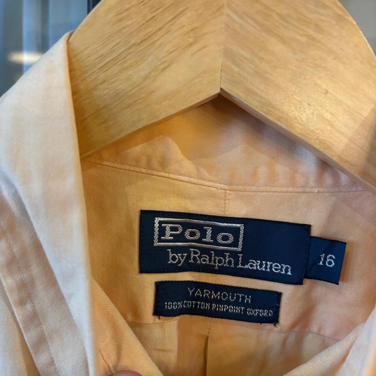 RLS226F - Vintage Ralph Lauren Apricot / Pastel Orange Longsleeve collared button up polo shirt top #Y2K #preppy #chiefkeef #smartcasual #oldmoney