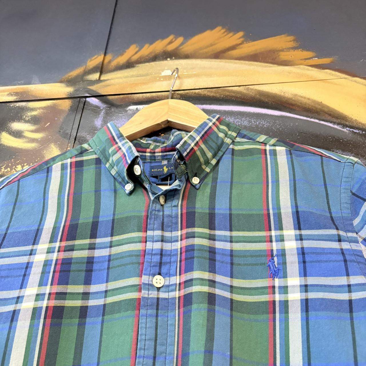 BR1912ALV-P - Vintage Ralph Lauren Blue and Green Check Longsleeve collared button up polo shirt top #Y2K #preppy #chiefkeef #smartcasual #oldmoney