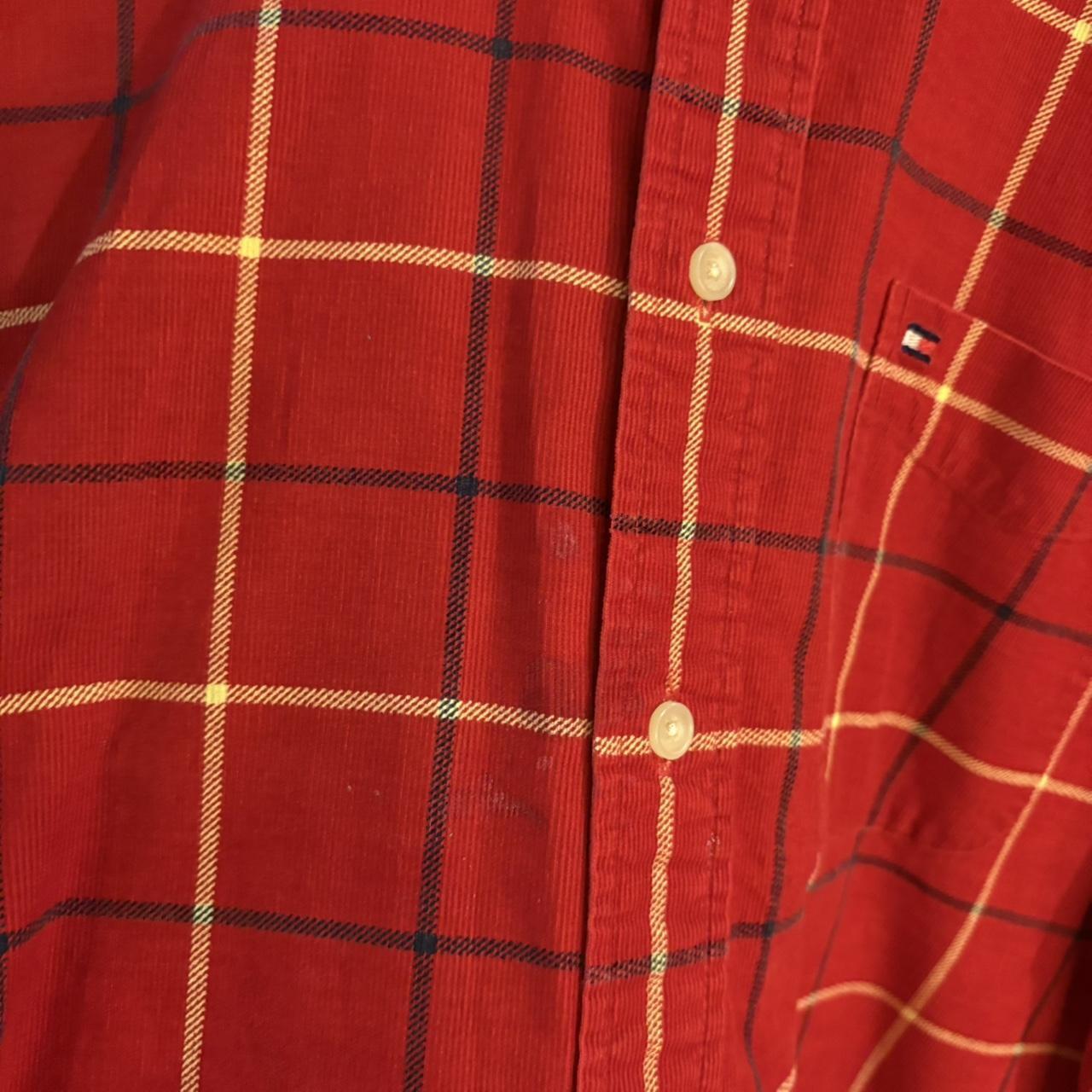1224E30 - Vintage Tommy Red Corduroy Checked Shirt Short Sleeve collared button up #Y2K #preppy #chiefkeef #preppy #oldmoney