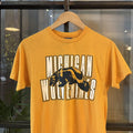 TEE506F - Vintage Retro Essential Mustard Michigan Wolverines Single Stitch Graphic Print Top Baby Tee T-shirt #80s #singlestitch #babytee #michigan #wolverines