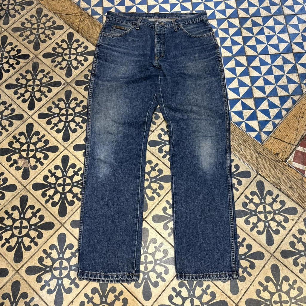 0125A75BR - Vintage retro essential  Wrangler Dark Blue Wash Denim Jeans Trousers pants #denim #wrangler #denimjeans