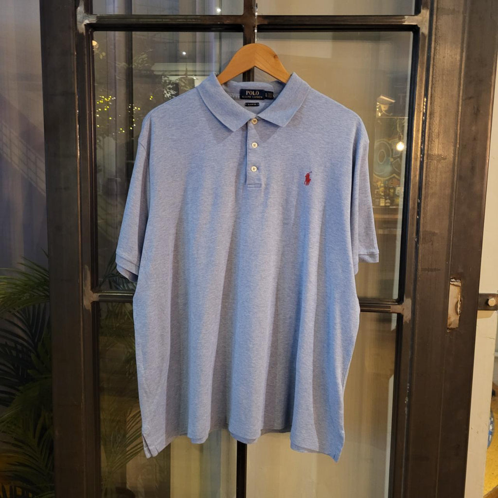 POL237 - Vintage Ralph Lauren Light Blue Polo Shirt Short Sleeve collared button up top #Y2K #preppy #chiefkeef #golf #oldmoney