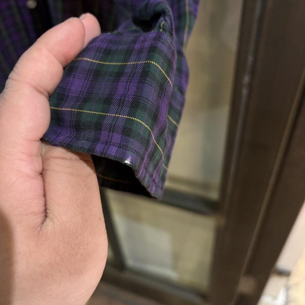 RLS112 - Vintage Ralph Lauren Purple Check Longsleeve collared button up shirt top #Y2K #preppy #chiefkeef #smartcasual #oldmoney