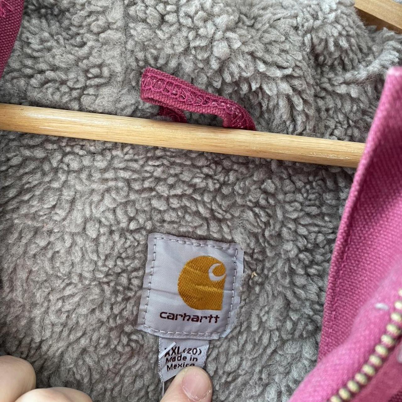 Carhartt Hooded Active Jacket Workwear Vintage Retro Sherpa Lined