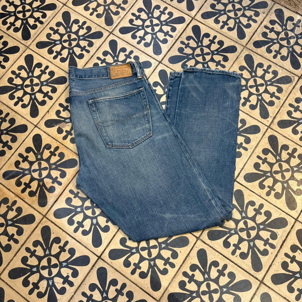 TRW478F - Vintage retro essential Polo Ralph Lauren Blue Wash Denim Jeans Trousers pants #denim #straightleg #poloralphlauren