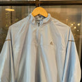SWT568BR - Vintage Retro Essential Baby Blue Adidas Reflective Lightweight 1/4 Zip up jacket windbreaker #sportswear #y2k #90s #adidas #lightweight