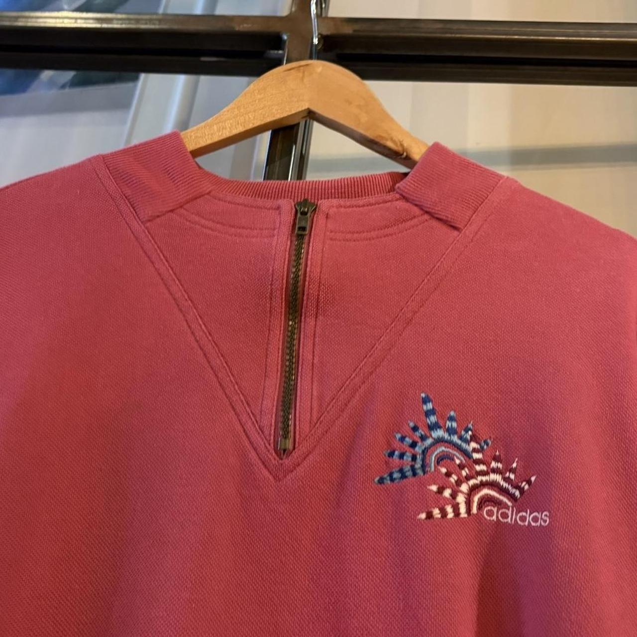 MA0406FI-P - Vintage Retro Essential Pink Adidas 1/4 Zip Fleece Jumper Sweatshirt with embroidered logo #90s #sportswear #essential #y2k #adidas