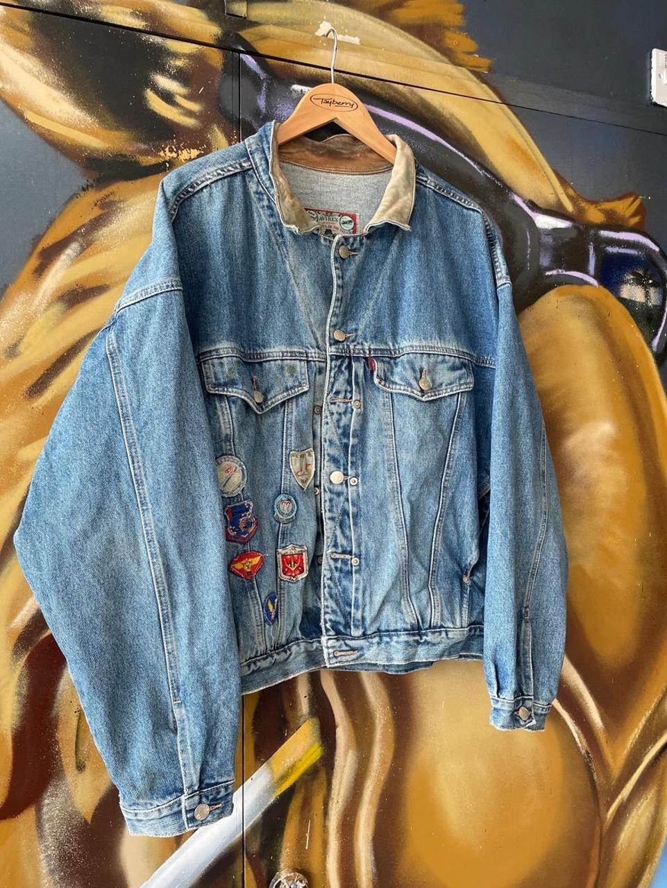 90s Avirex Patchwork Denim Jacket