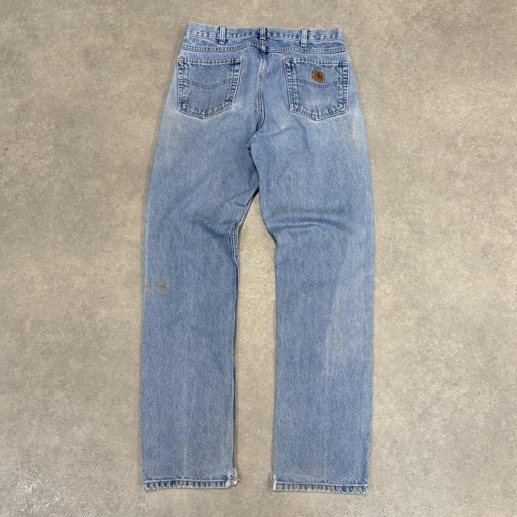 BR1912AAR-U - Vintage retro essential  Carhartt Straight Leg Light Blue Wash Denim Jeans Trousers pants #denim #straightleg #jeans #carhartt #skater