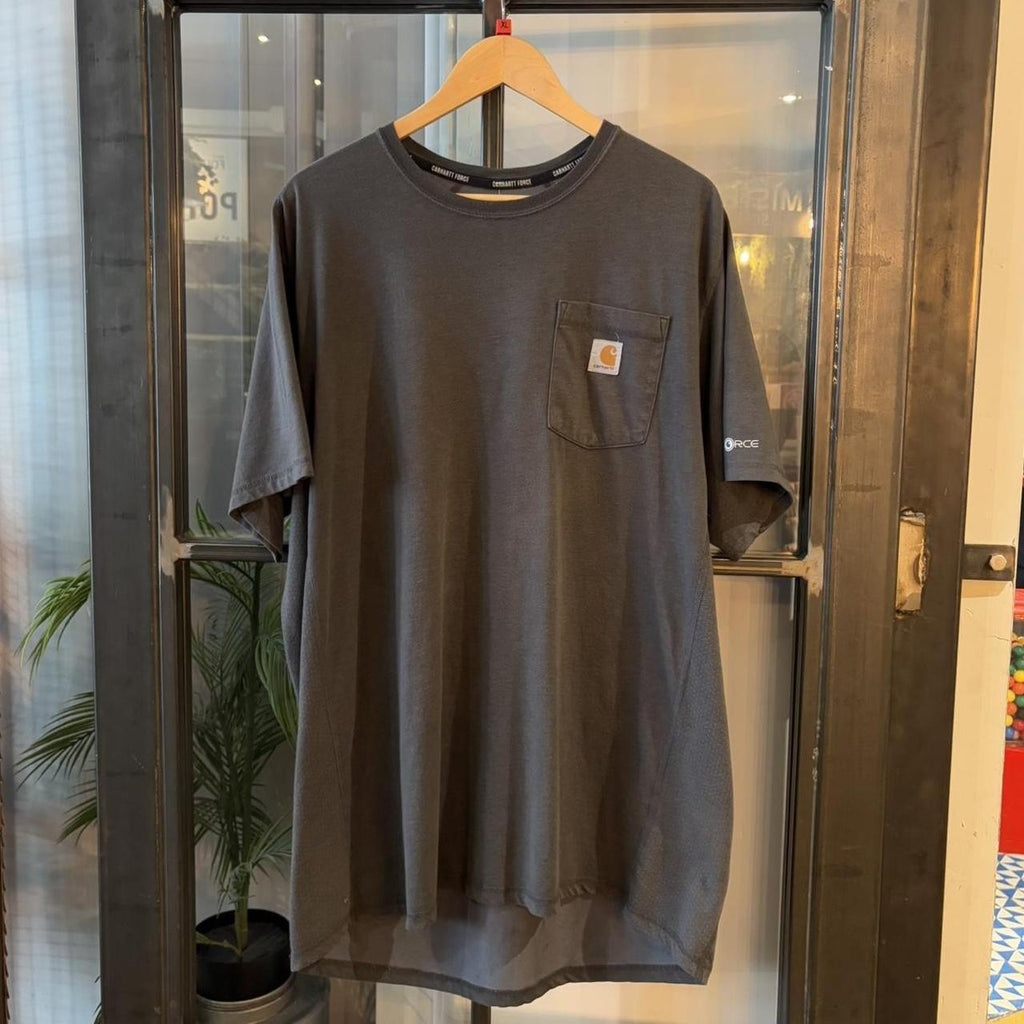 BR2804DK-P - Vintage Retro Essential Grey Carhartt Pocket Top Tee T-shirt with embroidered patch logo #skater #workwear #carhartt #y2k #graphic