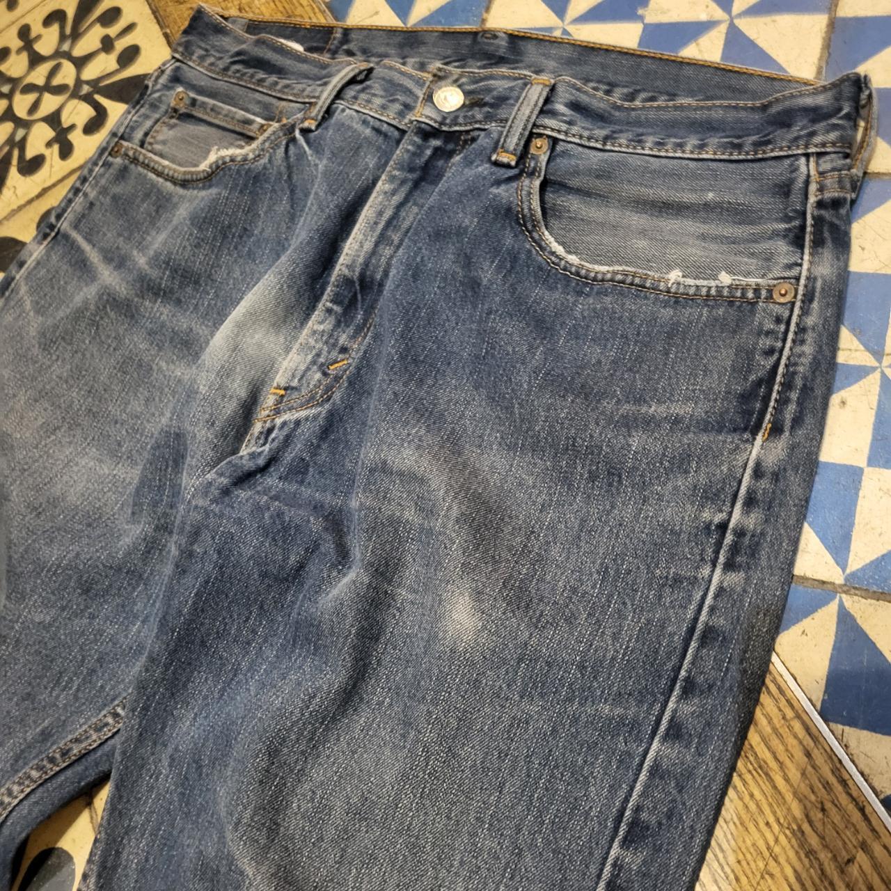 TRW274 - Vintage retro essential adult Levi's 505 Blue wash Baggy Overszied Trousers Jeans Denim pants with embroidered embroidery label carpenter casual workwear wide leg skate 90s Y2K style