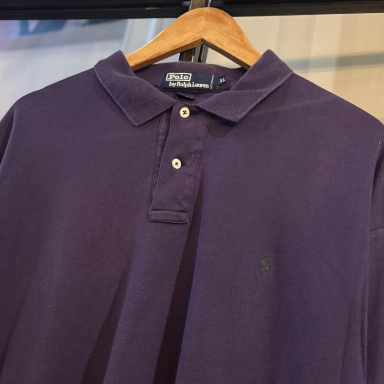 POL526F - Vintage Retro Ralph Lauren Plain Purple Polo Shirt Short Sleeve collared button up top  #Y2K #preppy #chiefkeef #oldmoney #ralphlauren