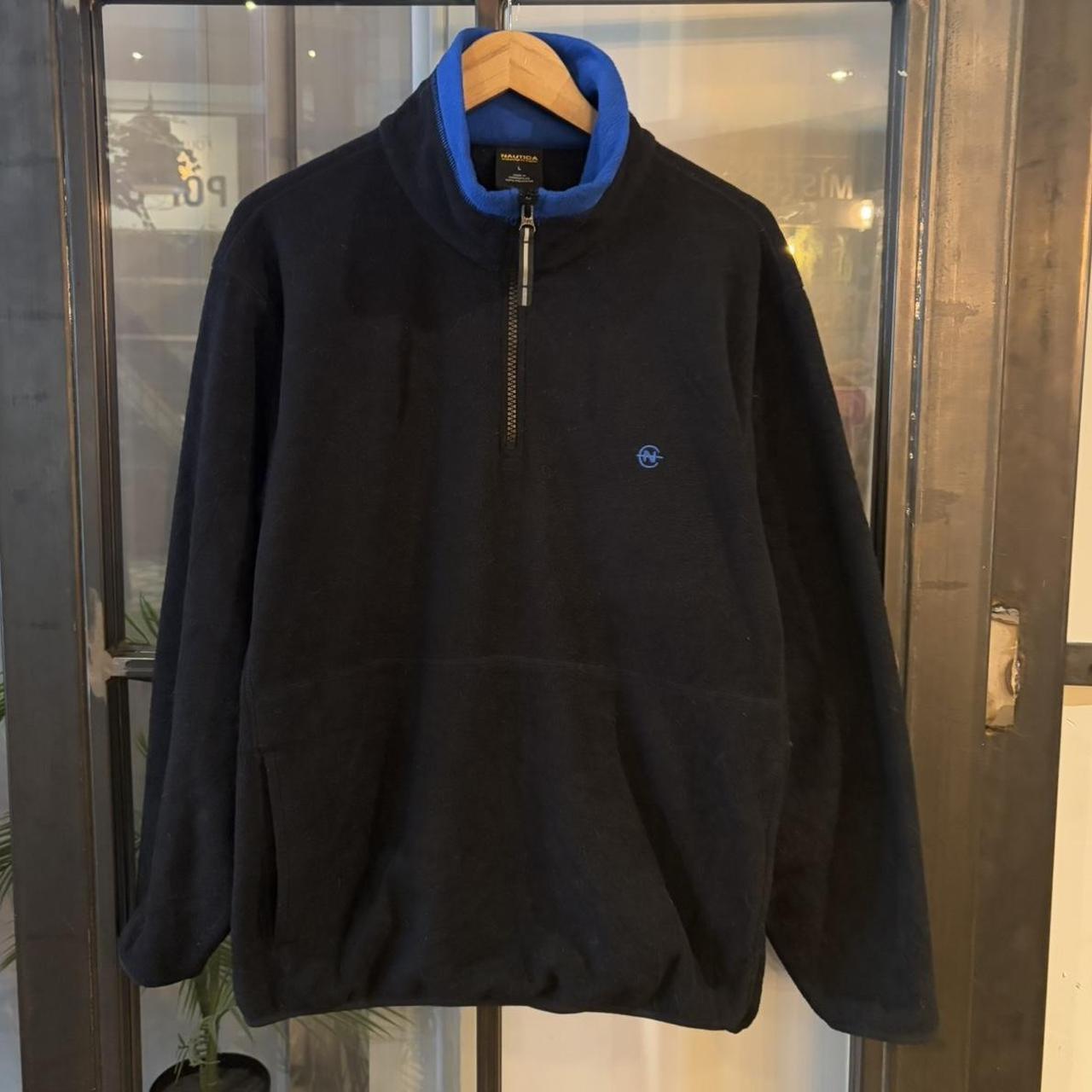 SWT724F - Vintage Retro Essential Black Nautica 1/4 Zip Jumper Sweatshirt with  embroidered logo #90s #sportswear #essential #y2k #nautica