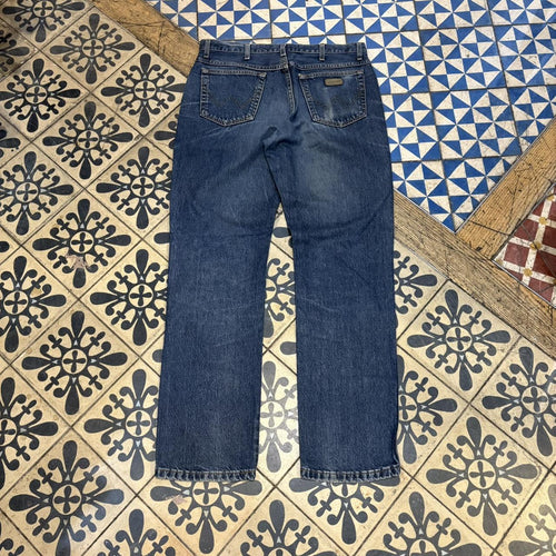 0125A75BR - Vintage retro essential  Wrangler Dark Blue Wash Denim Jeans Trousers pants #denim #wrangler #denimjeans