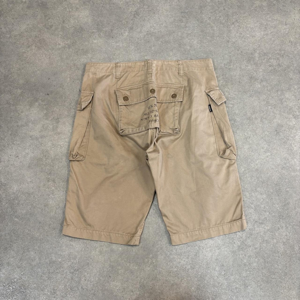Vintage Avirex Jorts Mens 34” Cargo Multi Pocket Shorts Army Utility Baggy Wide Leg Skate Surf Hip Hop 00s Y2K