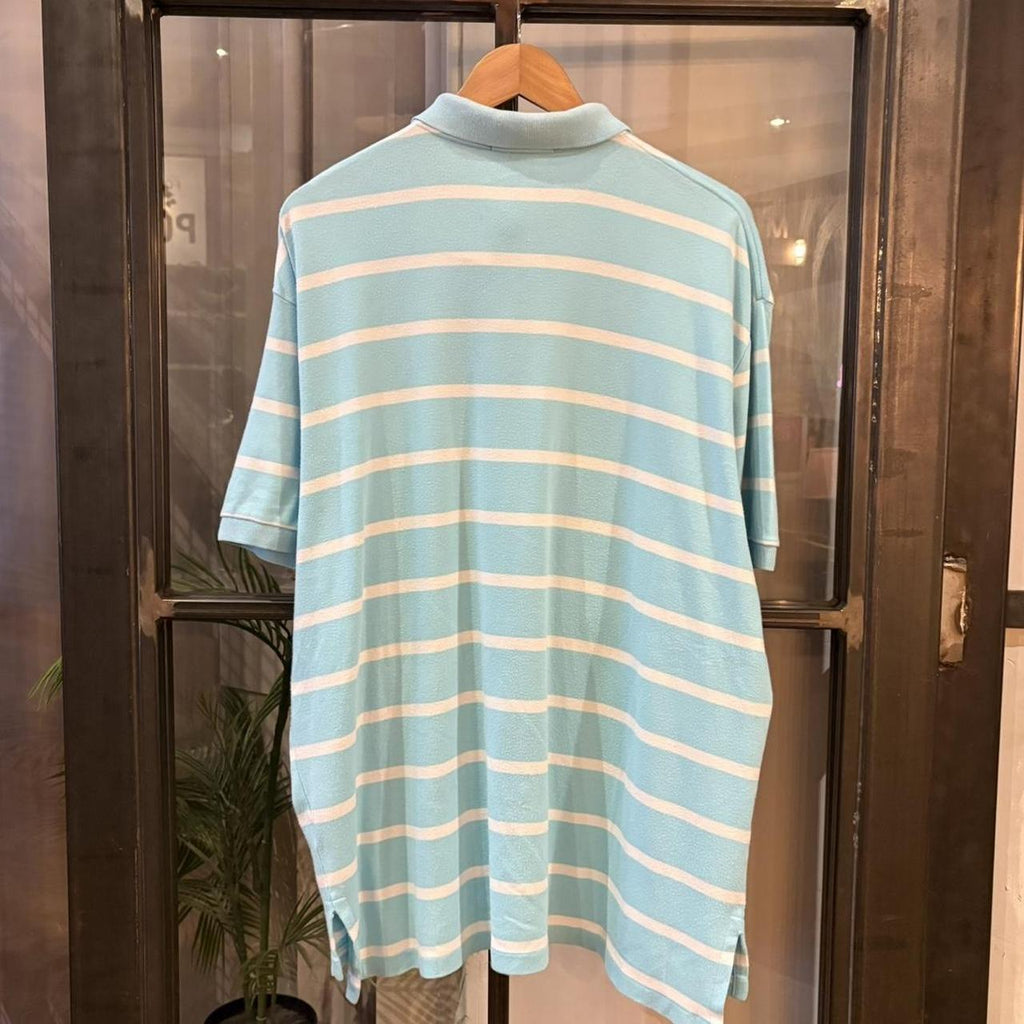 POL601-P - Vintage Ralph Lauren Light Blue Striped collared button up polo shirt top #Y2K #preppy #chiefkeef #smartcasual #oldmoney