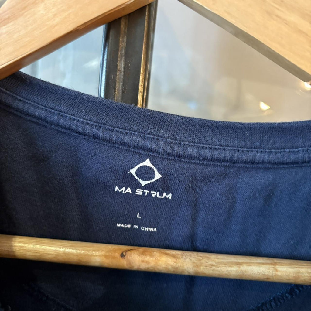 TEE464F - Vintage Retro Essential Navy MA.Strum Plain Top Tee T-shirt #90s #ma.strum #top #essential #basic