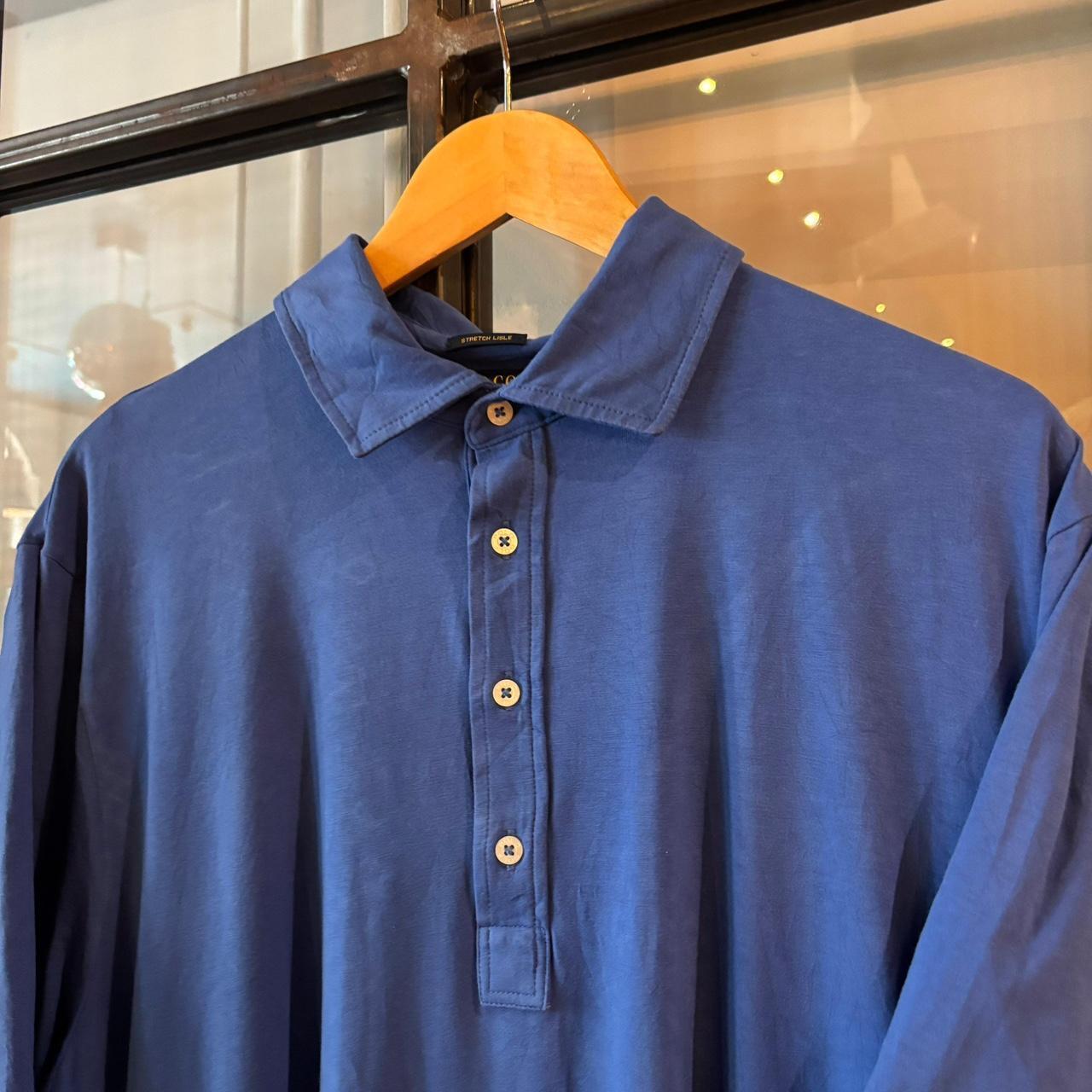 POL492F - Vintage Retro Ralph Lauren Blue Polo Shirt Short Sleeve collared button up top  #Y2K #preppy #chiefkeef #oldmoney #ralphlauren