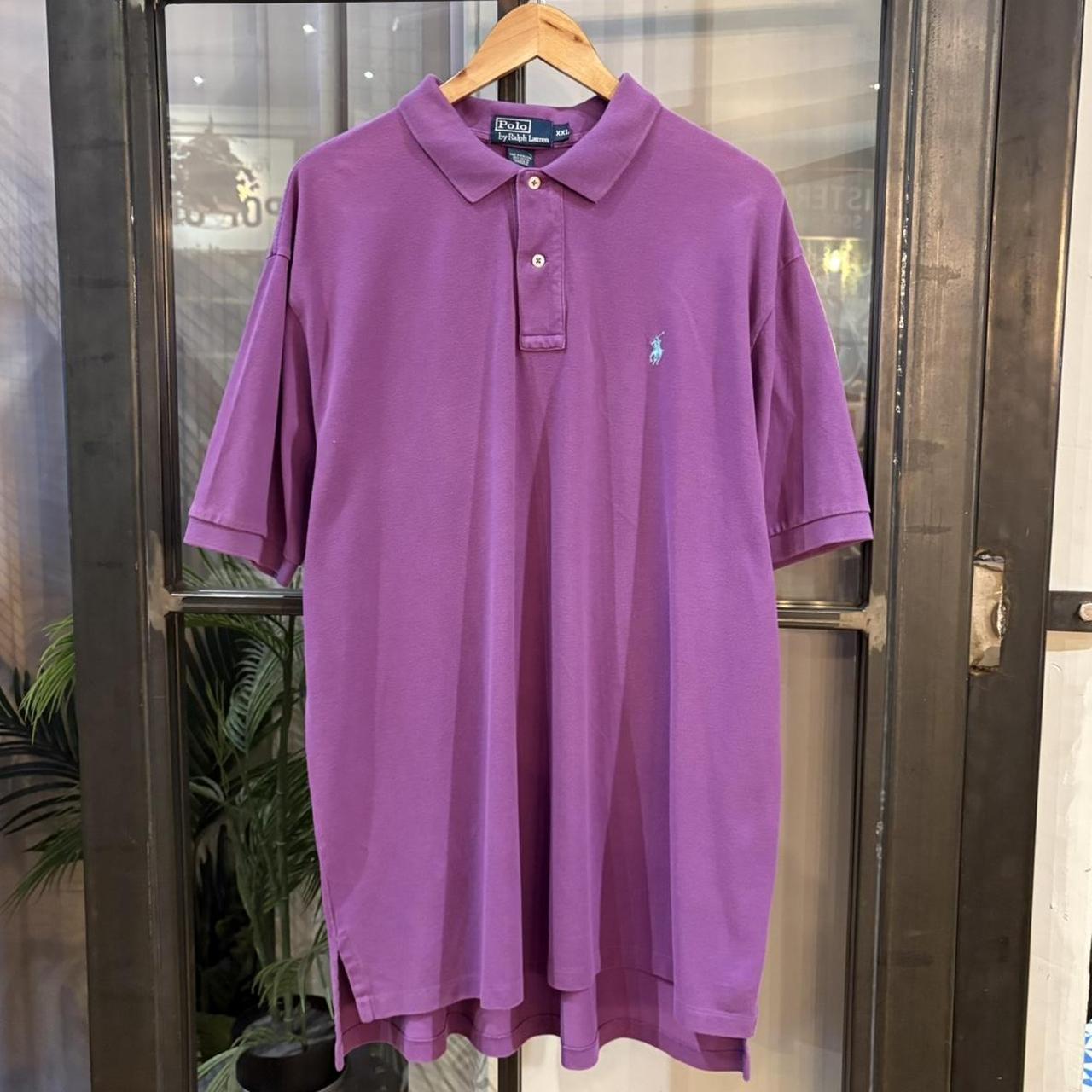 BR1912H-F - Vintage Retro Ralph Lauren Plain Purple Polo Shirt Short Sleeve collared button up top  #Y2K #preppy #chiefkeef #oldmoney #ralphlauren