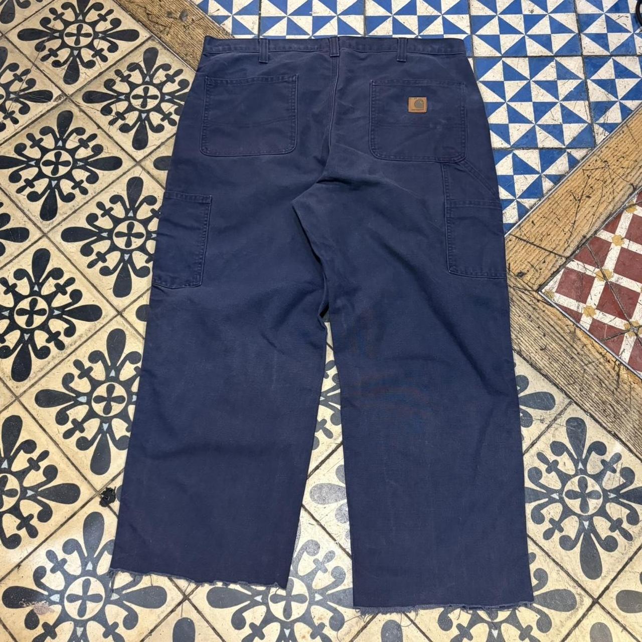 TRW475F-P - Vintage retro essential Navy Carhartt Carpenter Cropped Trousers pants casual workwear #skater #utility #workwear #carpenter #carhartt