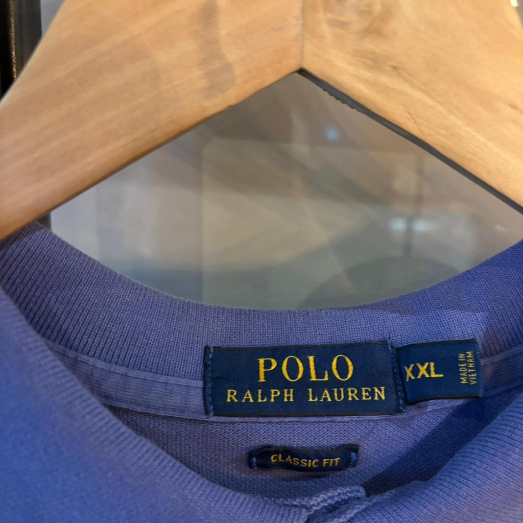 POL487F - Vintage Retro Ralph Lauren Plain Purple Polo Shirt Short Sleeve collared button up top  #Y2K #preppy #chiefkeef #oldmoney #ralphlauren