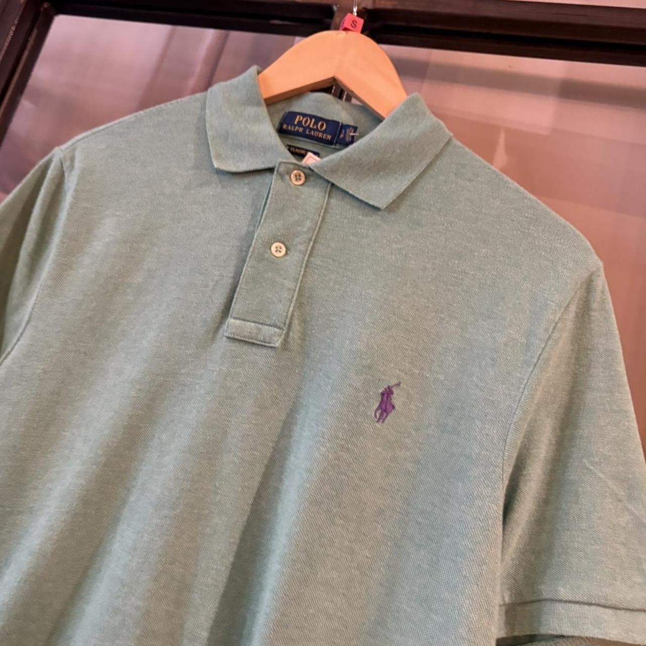 POL435F - Vintage Retro Plain Ralph Lauren Turquoise Polo Shirt Short Sleeve collared button up top  #Y2K #preppy #chiefkeef #oldmoney #ralphlauren
