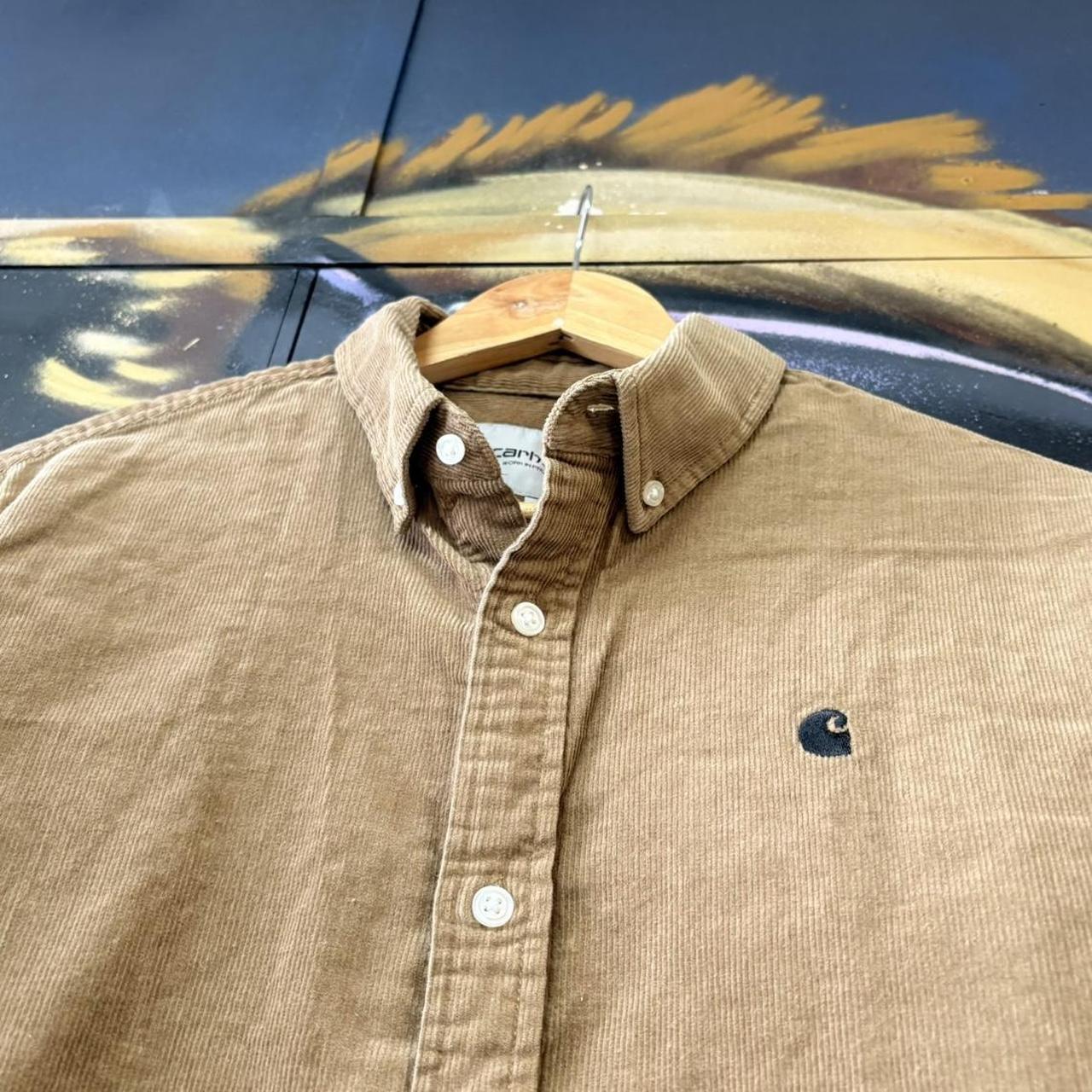 Vintage Carhartt Madison Corduroy Shirt Mens Medium Brown Button Down Workwear 90s Y2K