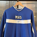SWT686F - Vintage Retro Essential Blue Nike Crewneck Jumper Sweatshirt with embroidered mhs patch and centre swoosh logo #90s #sportswear #essential #y2k #nike
