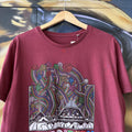 Vintage Glastonbury 2016 Tshirt Mens XL Maroon Red Tour Merch Music Festival Art Tee Top Y2K 2000s