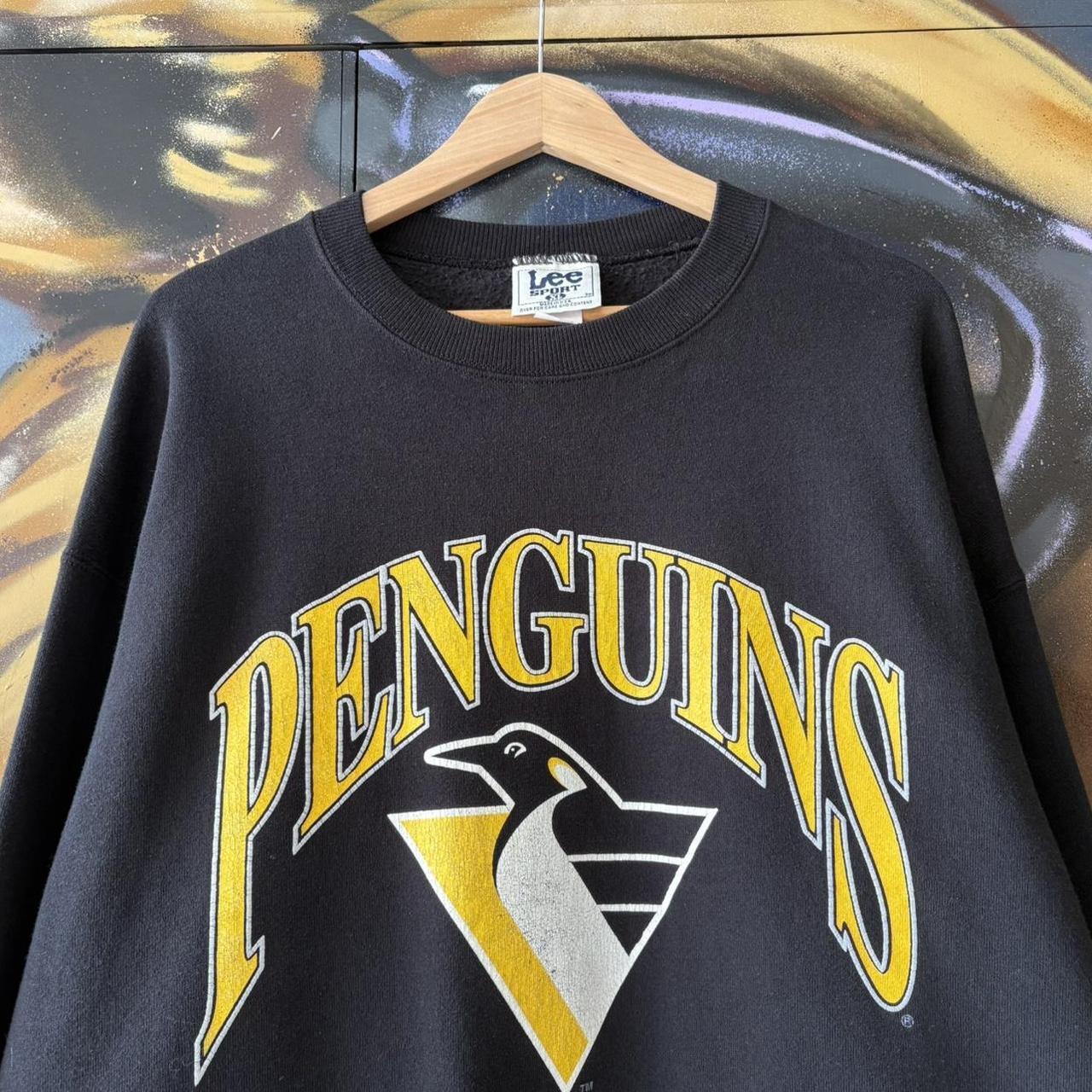 Vintage Pittsburgh Penguins Sweatshirt Mens XL Black NHL Ice Hockey Jumper Lee Sport USA 90s Y2K