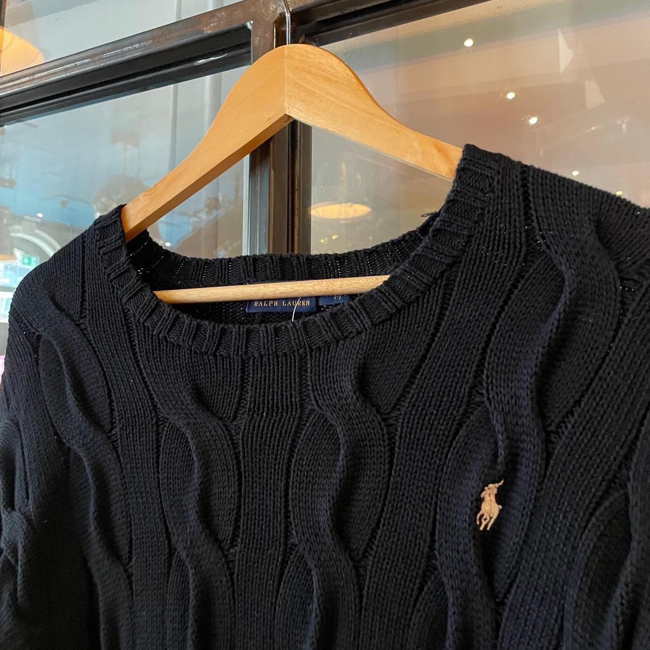 0325D48F -  Vintage Retro Essential Black Polo Ralph Lauren Cable knit textured plain fisherman golf grandpa cosby sweatshirt crewneck knit Jumper #cableknit #knitjumper #fisherman #preppy #poloralphlauren