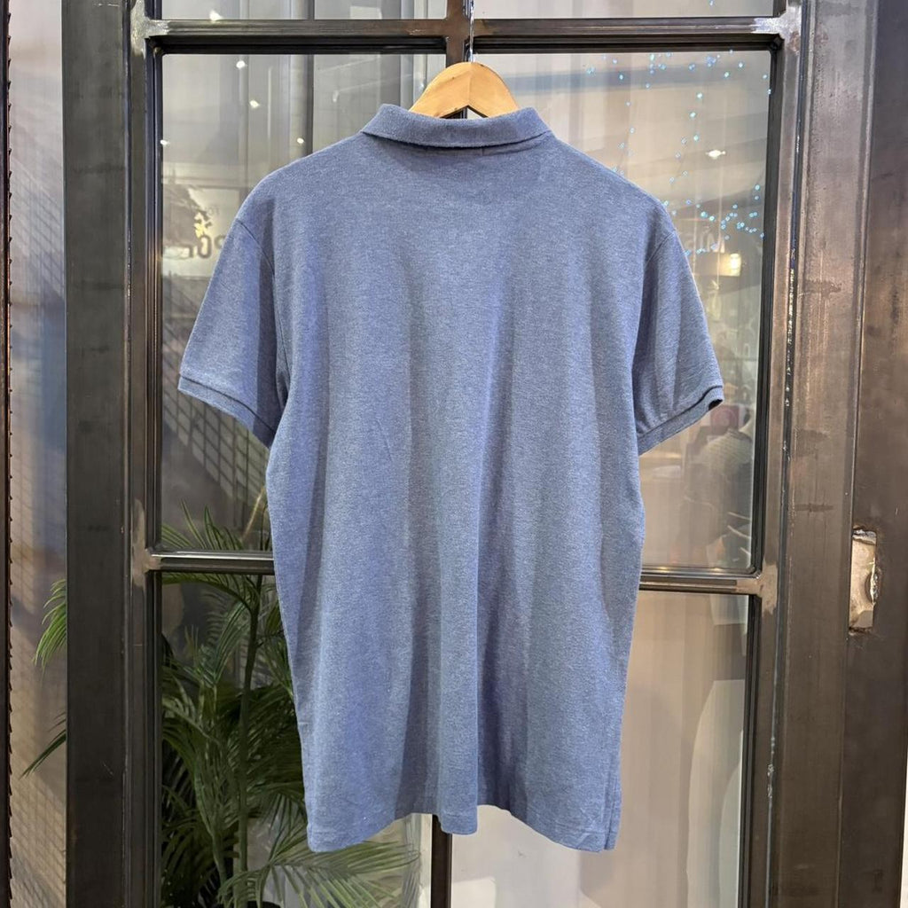 Vintage Retro Ralph Lauren Plain Blue Polo Shirt Short Sleeve collared button up top  #Y2K #preppy #chiefkeef #oldmoney #ralphlauren