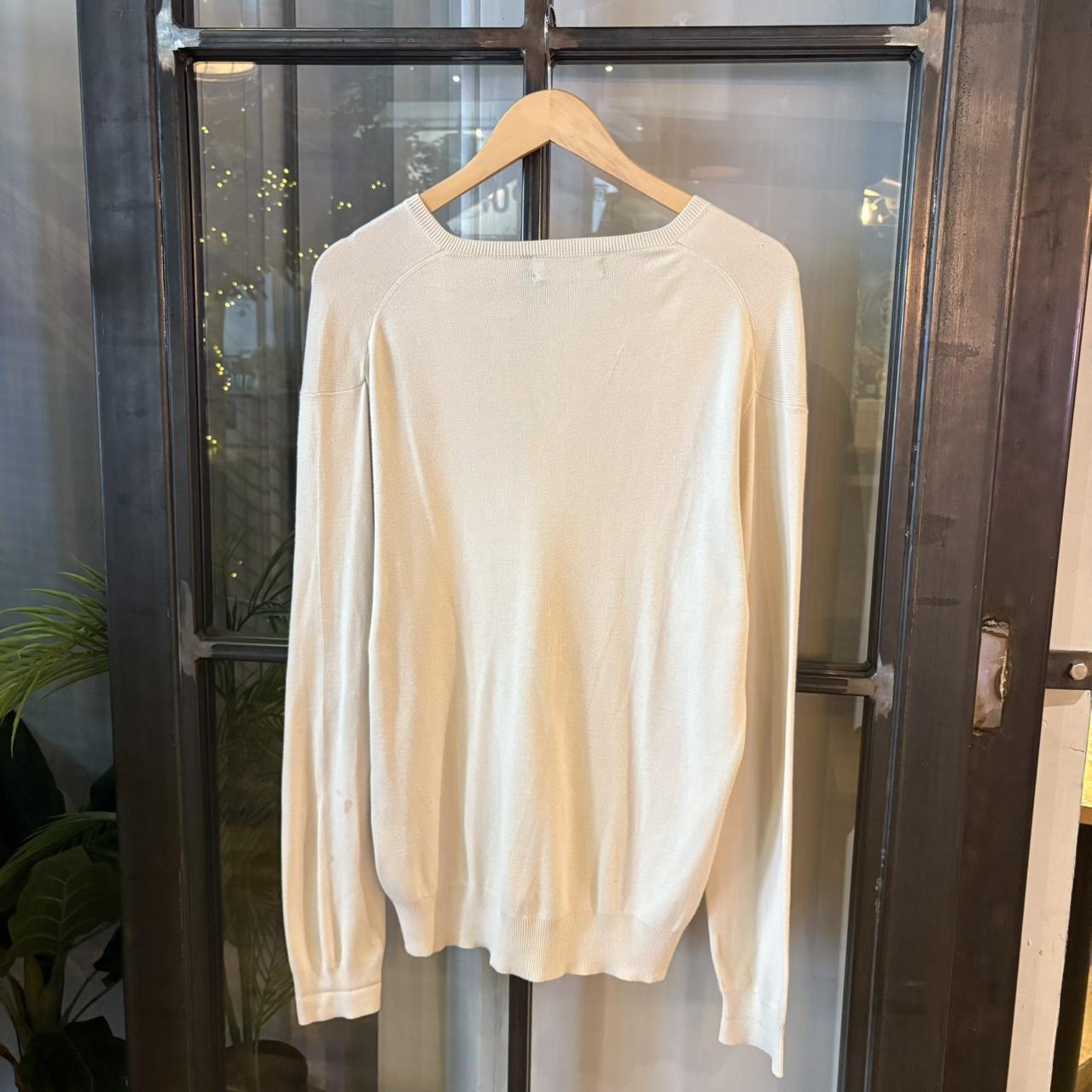 SWT574BR - Vintage Retro Essential Beige Polo Ralph Lauren sweatshirt v-neck knit Jumper #poloralphlauren #preppy #knitjumper #knitted