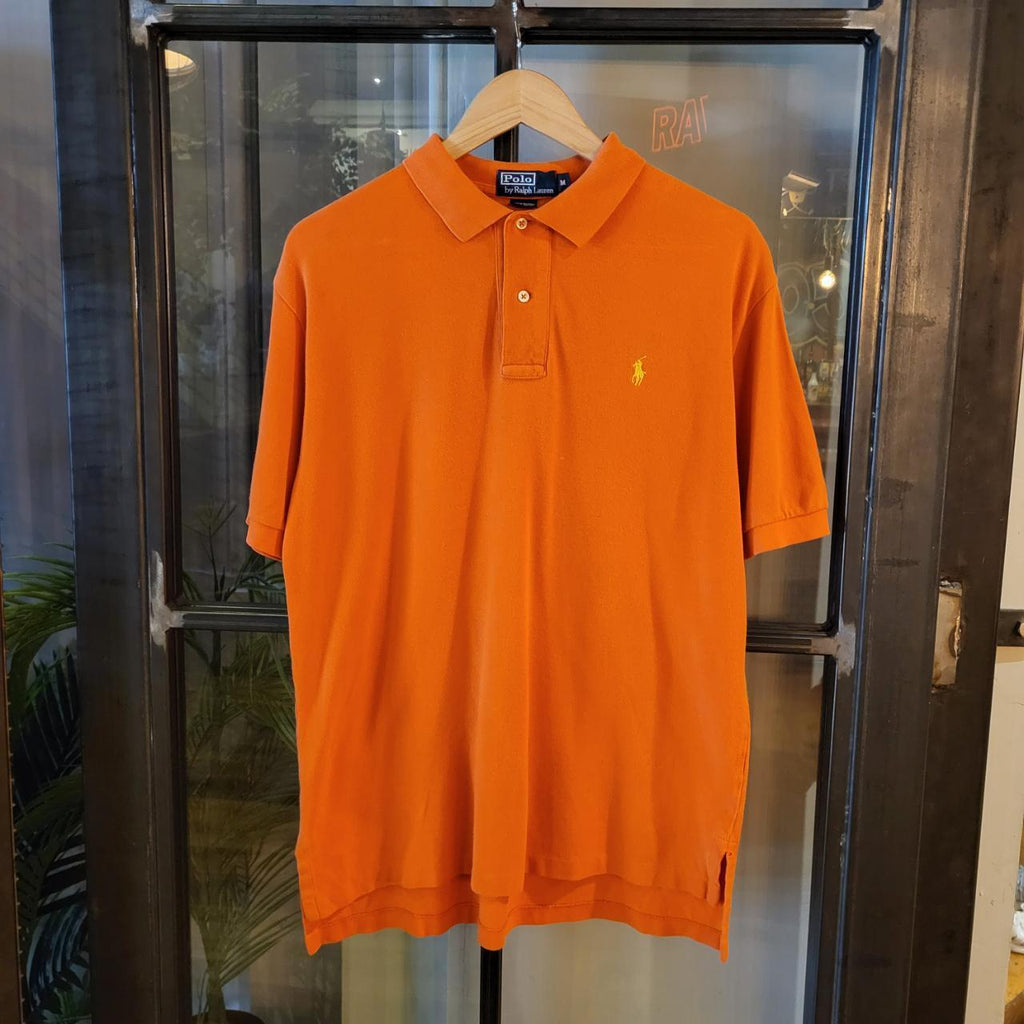 POL174 - Vintage Ralph Lauren Orange Polo Shirt Short Sleeve collared button up top #Y2K #preppy #chiefkeef #golf #oldmoney