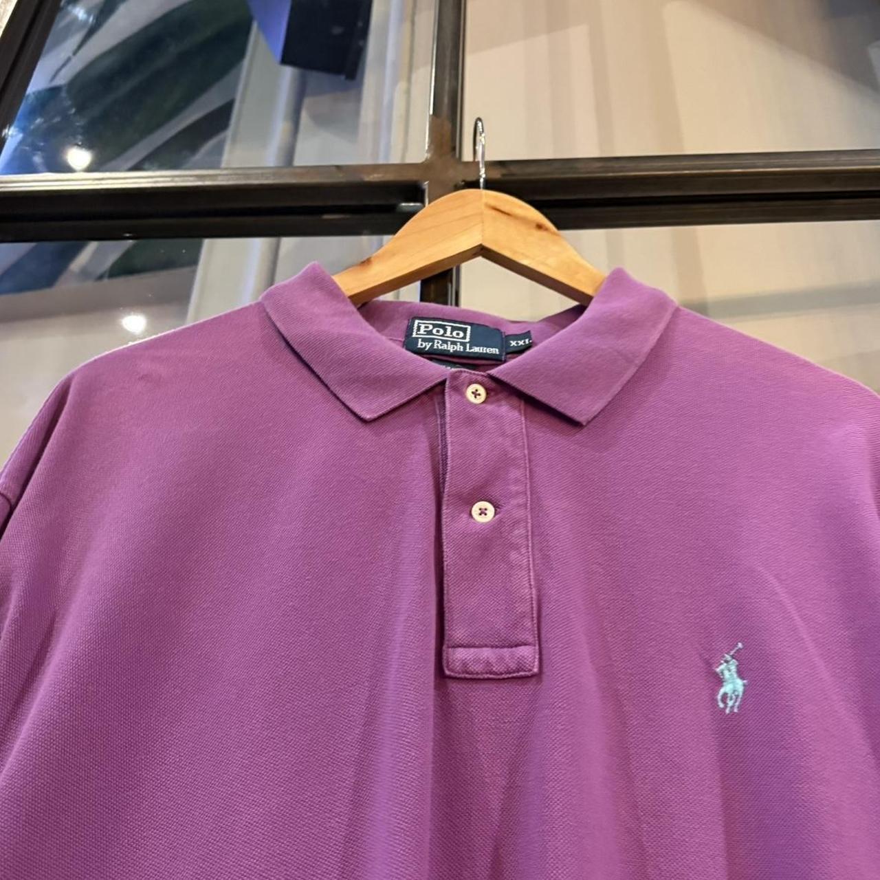 BR1912H-F - Vintage Retro Ralph Lauren Plain Purple Polo Shirt Short Sleeve collared button up top  #Y2K #preppy #chiefkeef #oldmoney #ralphlauren