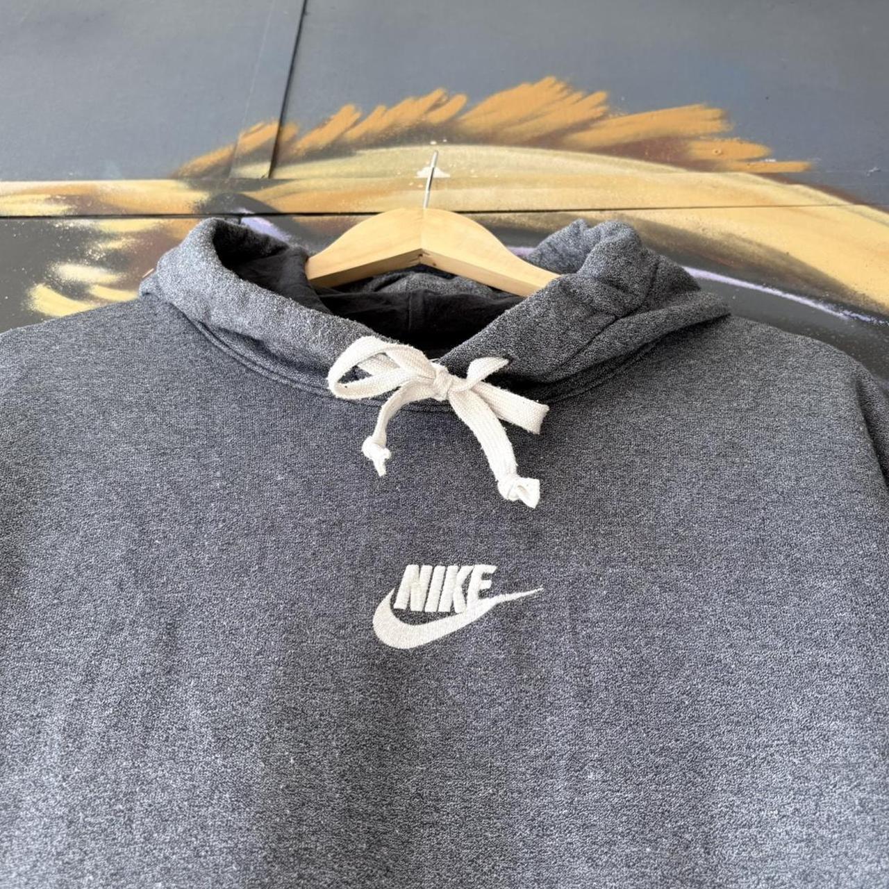 Vintage Nike Hoodie Top Mens XL Grey Centre Swoosh Logo Streetwear Sweatshirt Essential Minimal 90s Y2K