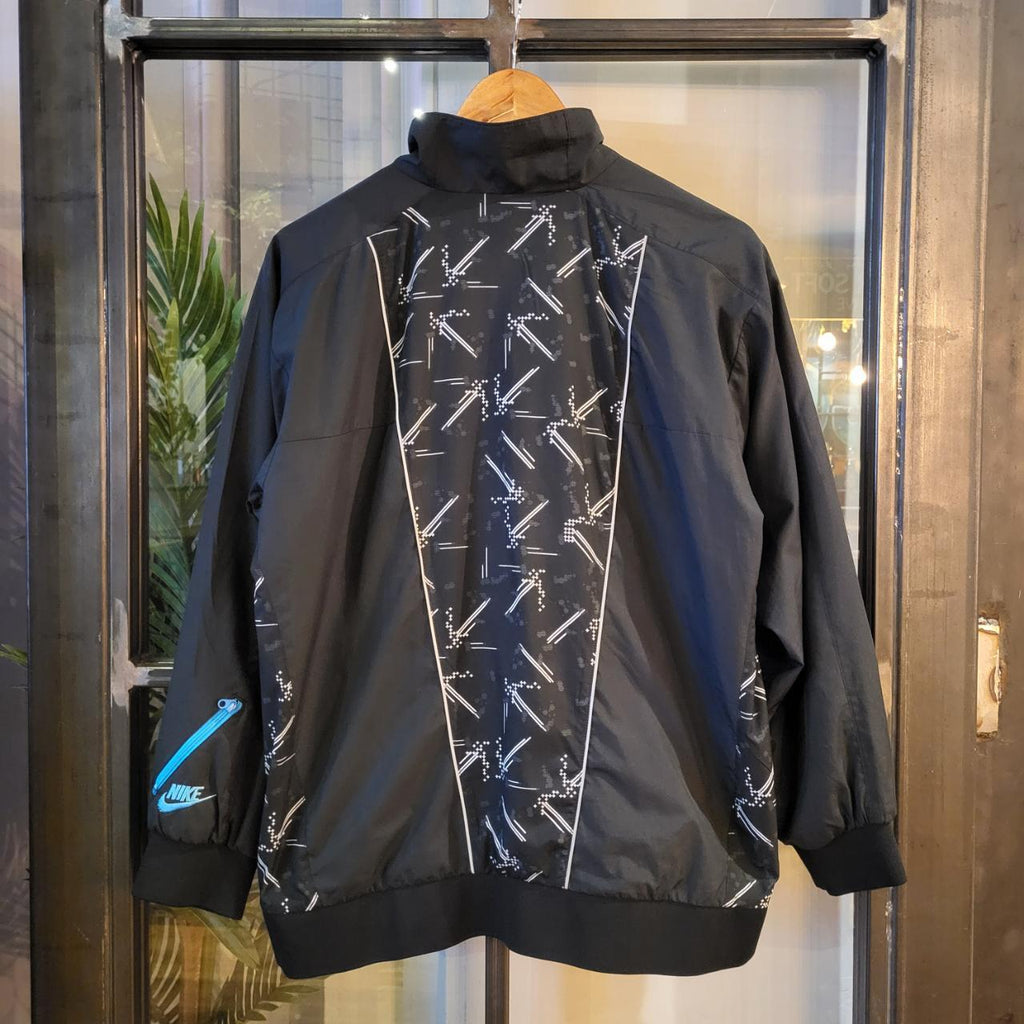 WDB408 - Vintage Retro Nike Air Black Patterned Essential Lightweight Coat Windbreaker Full zip up Jacket #nike #y2k #windbreaker #festival #nikerair