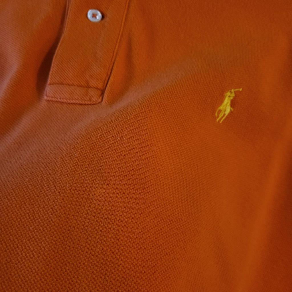 POL174 - Vintage Ralph Lauren Orange Polo Shirt Short Sleeve collared button up top #Y2K #preppy #chiefkeef #golf #oldmoney