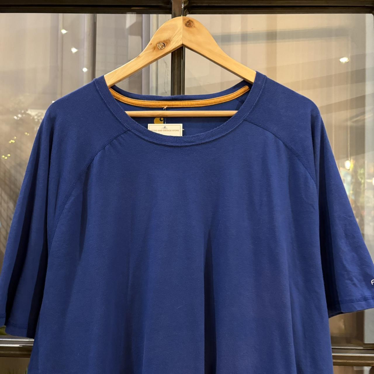 BR2306NL-F - Vintage Retro Essential Blue Carhartt Plain Top Tee T-shirt with embroidered patch logo #skater #workwear  #carhartt #y2k #pocket