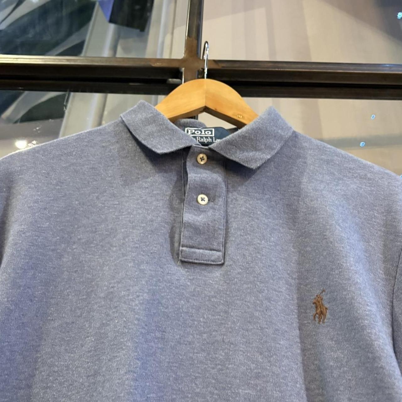Vintage Retro Ralph Lauren Plain Blue Polo Shirt Short Sleeve collared button up top  #Y2K #preppy #chiefkeef #oldmoney #ralphlauren