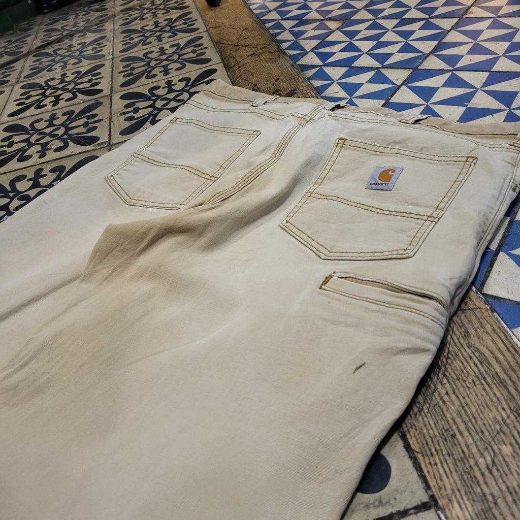 TRW0071BR - Vintage retro essential Carhartt straight leg Trousers pants jeans with embroidered patch logo #workwear #carhartt #y2k #skater