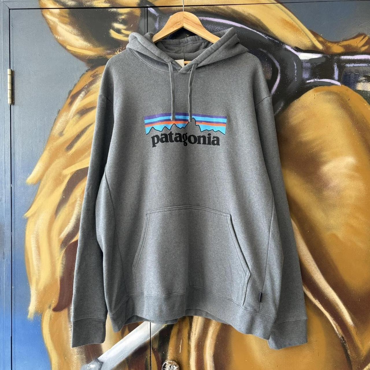 Patagonia P-6 Logo Hoodie Mens XL Grey Uprisal Graphic Skate Gorpcore Jumper Sweatshirt Top Y2K 00s