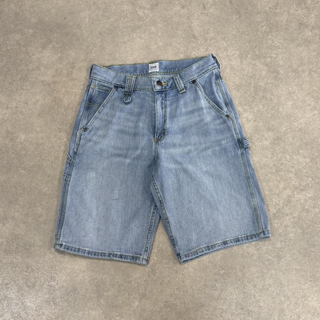 Vintage Light Blue Wash Lee Jorts Mens 29” Baggy Wide Leg Skate Surf Denim Jean Shorts Hip Hop Streetwear Y2K
