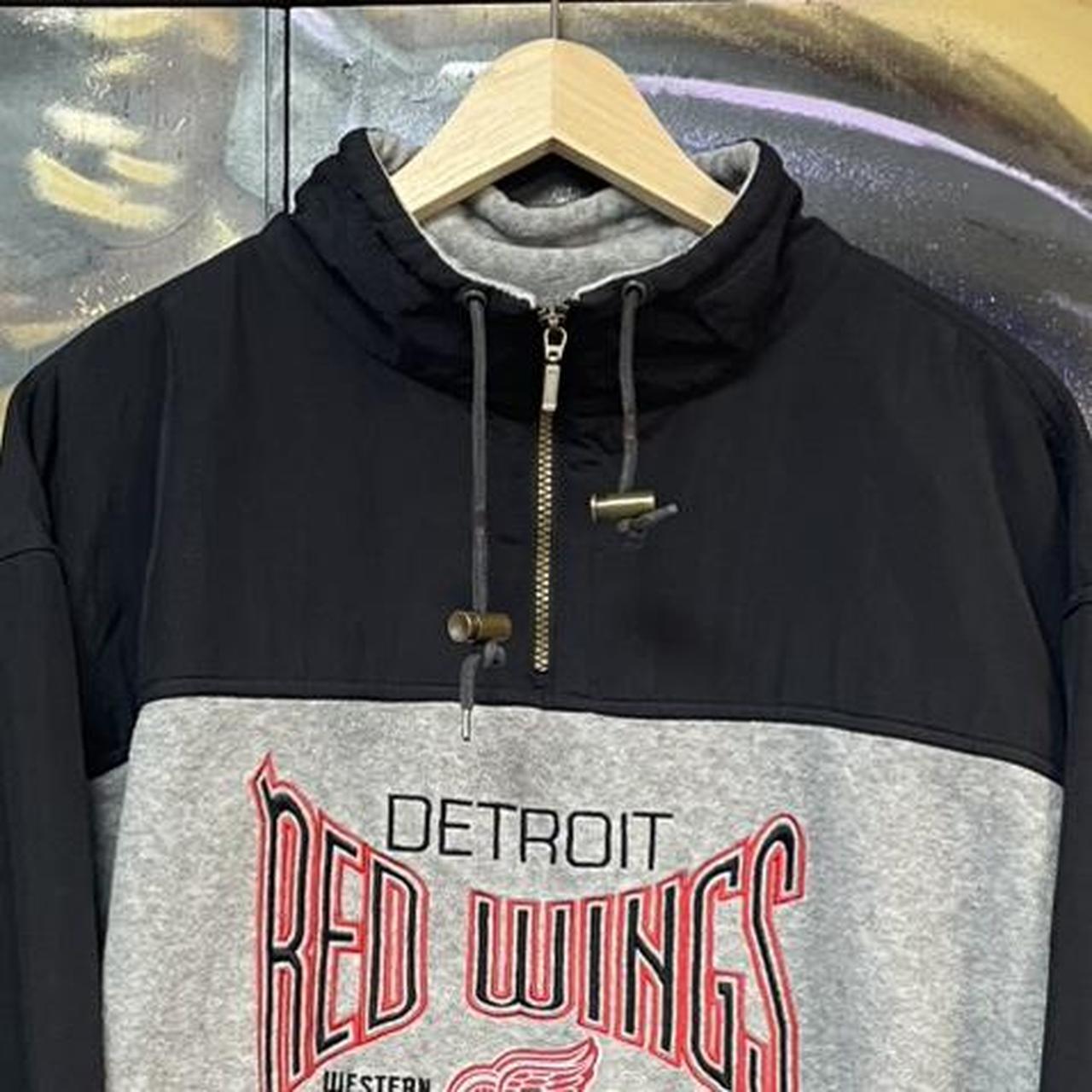 90s NHL Detroit Red Wings Two Tone 1/4 Quarter Zip Fleece Sweatshirt