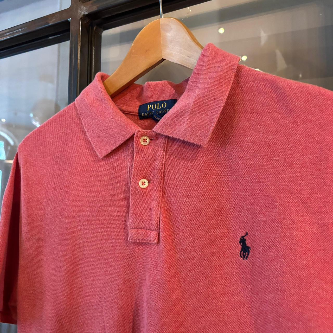 POL484F - Vintage Retro Ralph Lauren Plain Pink Polo Shirt Short Sleeve collared button up top  #Y2K #preppy #chiefkeef #oldmoney #ralphlauren
